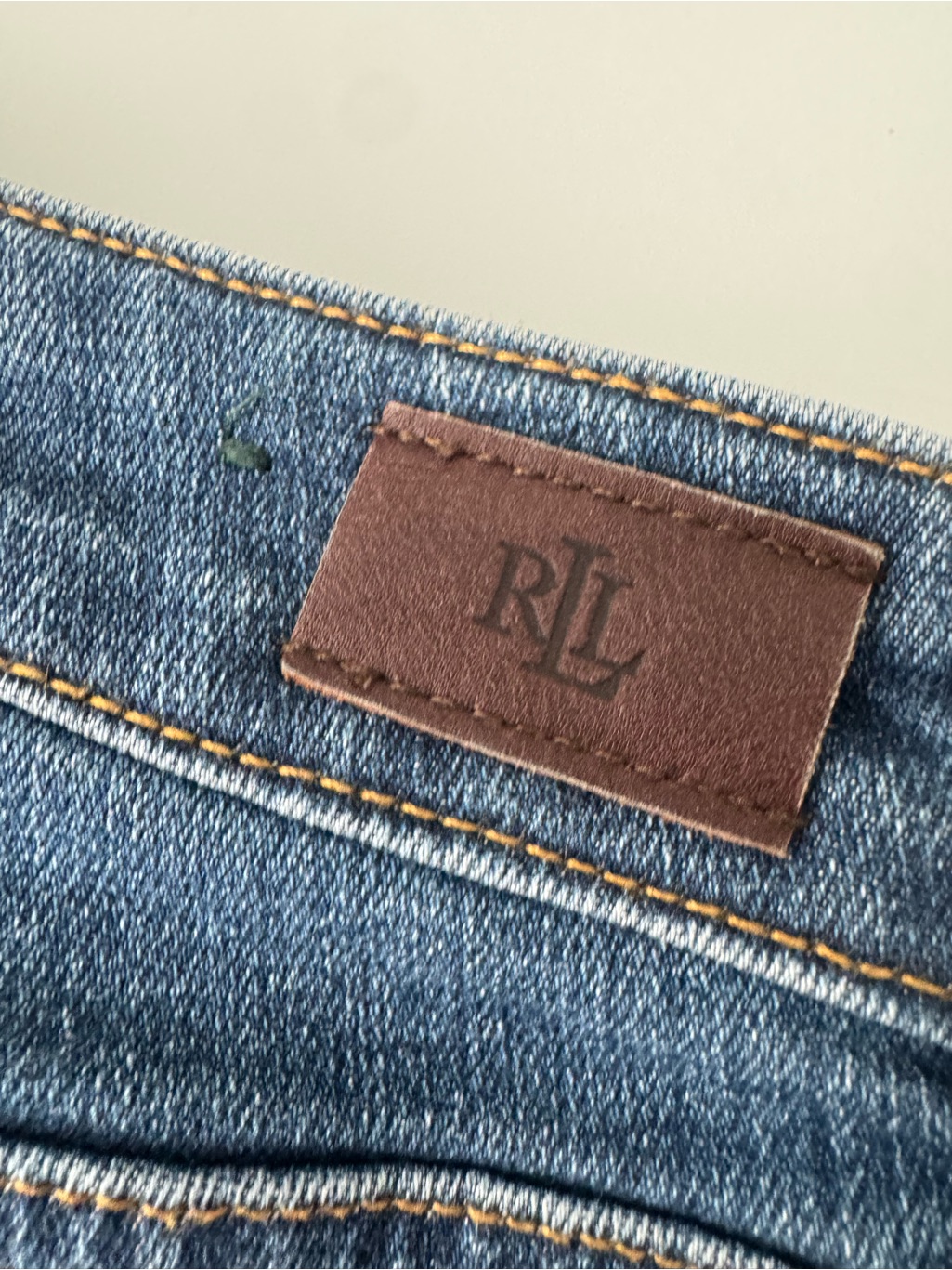 Lauren Ralph Lauren Modern Curvy Straight Denim Jeans Monogram Leather Patch 14